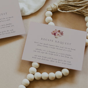 Autumn Floral Teacup Bridal Shower Recipe Request Enclosure Card