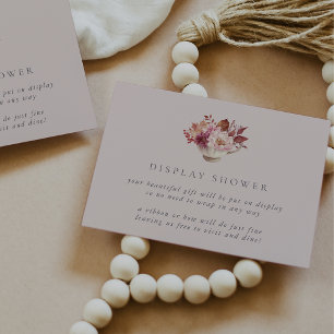 Autumn Floral Teacup Fall Bridal Display Shower Enclosure Card