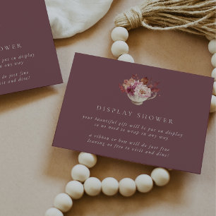 Autumn Floral Teacup Fall Bridal Display Shower Enclosure Card