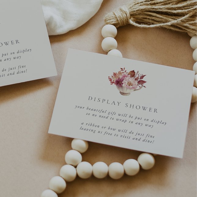 Autumn Floral Teacup Fall Bridal Display Shower Enclosure Card (Creator Uploaded)