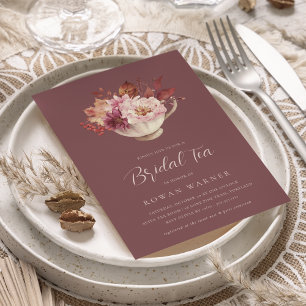 Autumn Floral Teacup Fall Bridal Shower Tea Invitation
