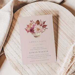 Autumn Floral Teacup Fall Bridal Shower Tea Invitation