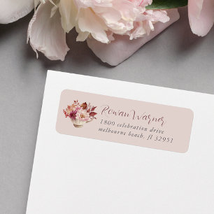 Autumn Floral Teacup Fall Return Address Label