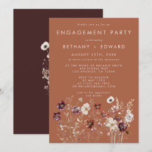 Autumn Floral Terracotta Engagement Party Invitation