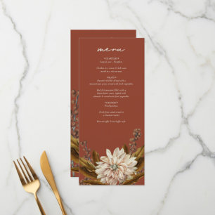 Autumn Floral Terracotta Watercolor Fall Wedding Menu