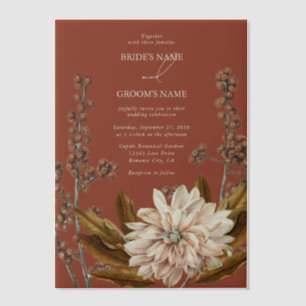 Autumn Floral Terracotta Watercolor Fall Wedding Vellum Invitations