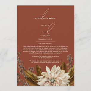 Autumn Floral Terracotta Wedding Itinerary Program