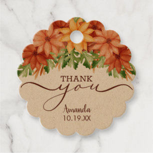 Autumn Floral Thank You Favour Tags
