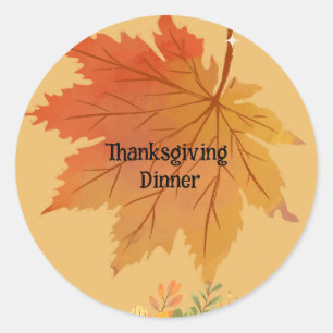 Autumn Floral Thanksgiving Dinner Classic Round Sticker