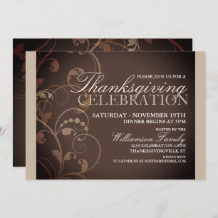 Autumn Floral Thanksgiving Dinner Invitation