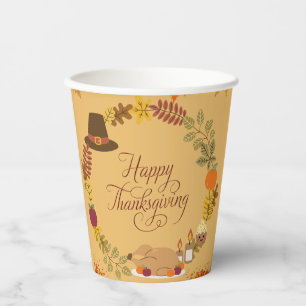 Autumn Floral Thanksgiving Dinner Paper Cups