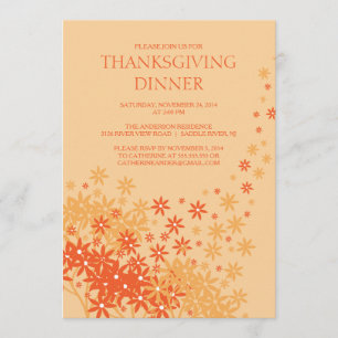 Autumn Floral Thanksgiving Dinner Party Invitation