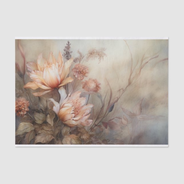 Autumn Floral Thanksgiving Halloween Decoupage Tissue Paper (Front)