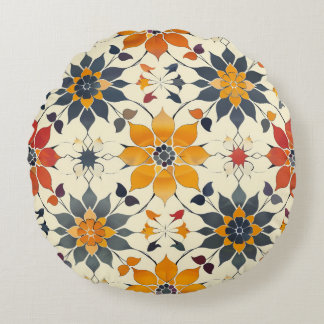 Autumn Floral Tile Round Cushion