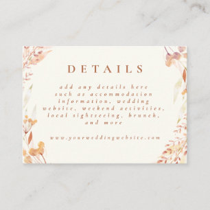 Autumn Floral Watercolor Boho Wedding Earthy Enclosure Card