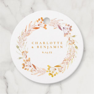Autumn Floral Watercolor Wreath Boho Custom  Favour Tags