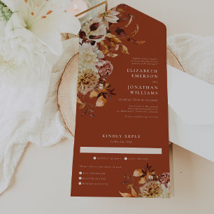 Autumn Floral Wedding All In One Invitation
