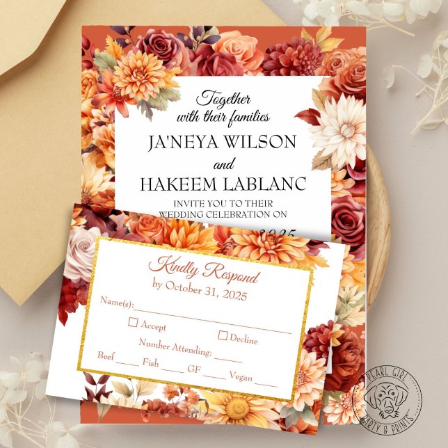 Autumn Floral Wedding Enclosure Card (Creator Uploaded)