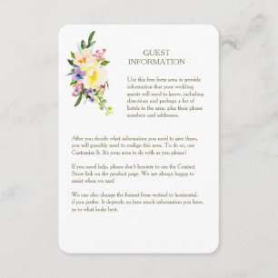 Autumn Floral Wedding Guest Information Insert
