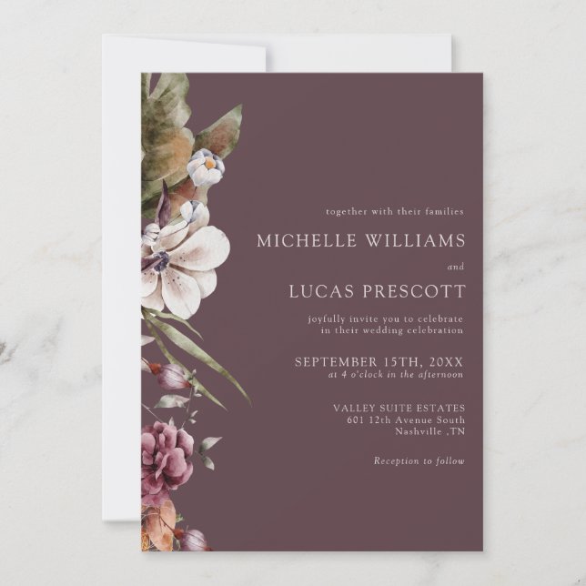 Autumn Floral Wedding Invitation (Front)