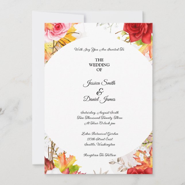 Autumn Floral Wedding Invitation (Front)
