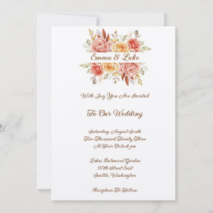 Autumn Floral Wedding Invitation-Felt Invitation