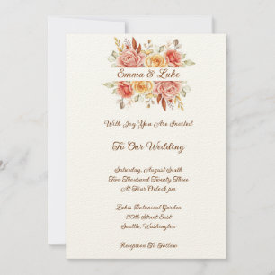 Autumn Floral Wedding Invitation-Felt Invitation