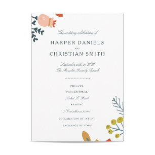 Autumn Floral Wedding Program