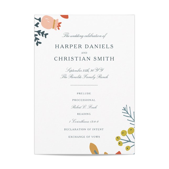 Autumn Floral Wedding Program (Creator Uploaded)