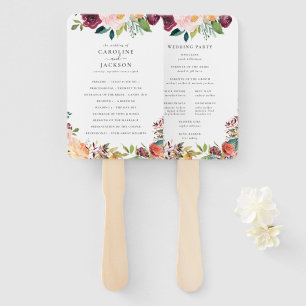 Autumn Floral Wedding Program Hand Fan