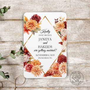 Autumn Floral Wedding Save the Date Magnet