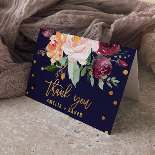 Autumn Floral Wedding Thank You Card