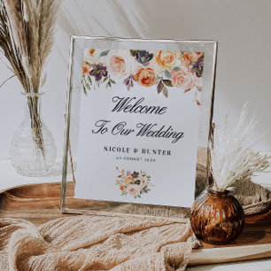 autumn floral wedding welcome sign