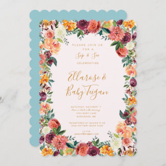 Autumn Floral Woodland Sip & See invitation