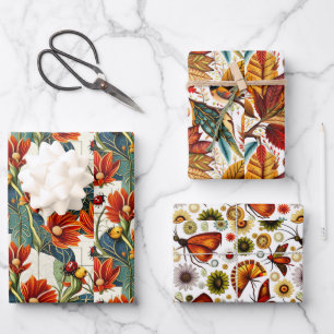 Autumn Floral Wrapping Paper Sheet