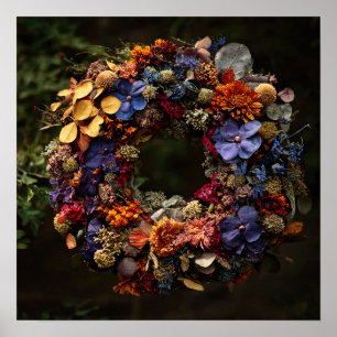Autumn Floral Wreath Art Print