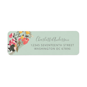 Autumn Floral Wreath on Sage Green Return Address  Label