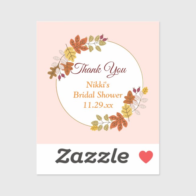 Autumn Floral Wreath Pumpkin Gold Thank You Favour (Sheet)
