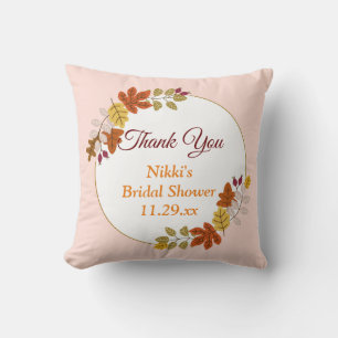 Autumn Floral Wreath Pumpkin Gold Thank You Favour Cushion