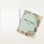 Autumn Floral Wreath Sage Green Personalised Planner<br><div class="desc">Autumn Winter Floral Wreath Sage Green with Name Planner</div>