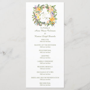 Autumn Floral Wreath Wedding Program