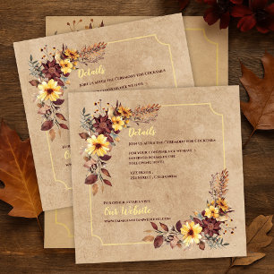 Autumn Florals & Accommodation Info Fall Wedding Enclosure Card
