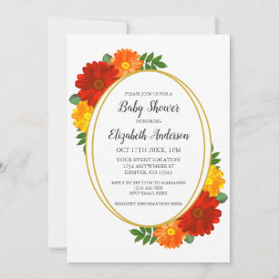 Autumn Florals Baby Shower Invitation