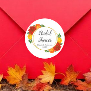 Autumn Florals Bridal Shower Classic Round Sticker