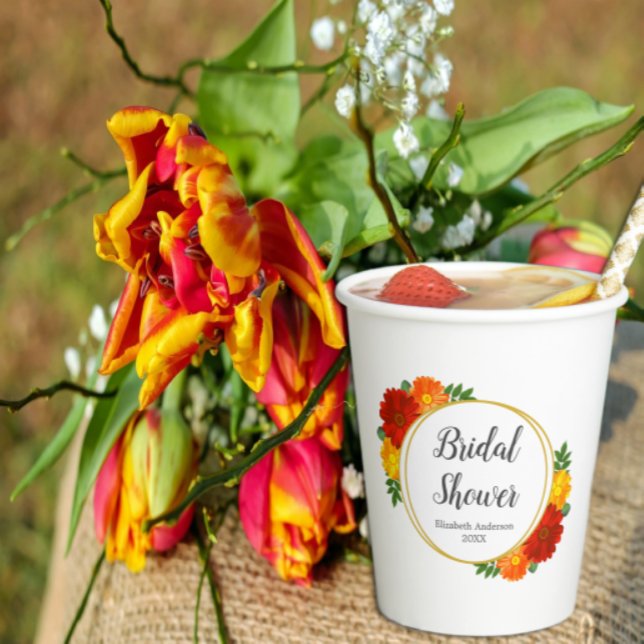 Autumn Florals Bridal Shower Paper Cups (Creator Uploaded)