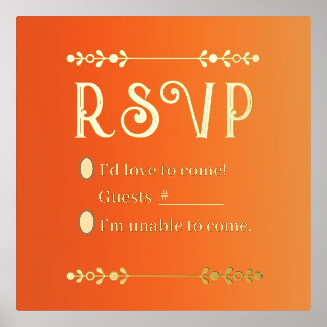 Autumn Florals Gold Foil Print RSVP (Front)