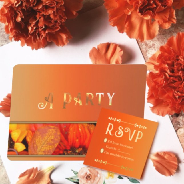 Autumn Florals Gold Foil Print RSVP (Creator Uploaded)