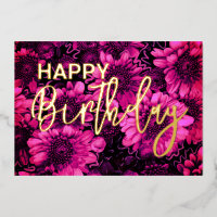 Autumn Florals Happy Birthday Real Gold 