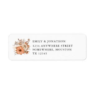 Autumn Florals Newlyweds Return Address Wedding La Label
