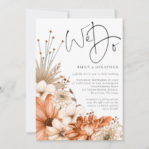 Autumn Florals We Do Script QR Code Wedding Invitation